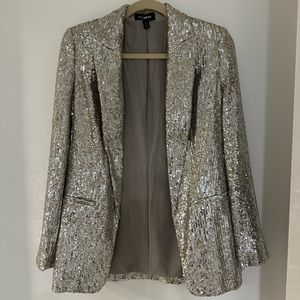 Express Champagne Sequin Boyfriend Blazer Jacket XS